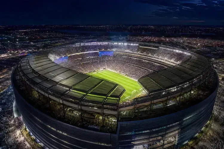 MetLife Stadium New Jersey at night during World Cup 2026